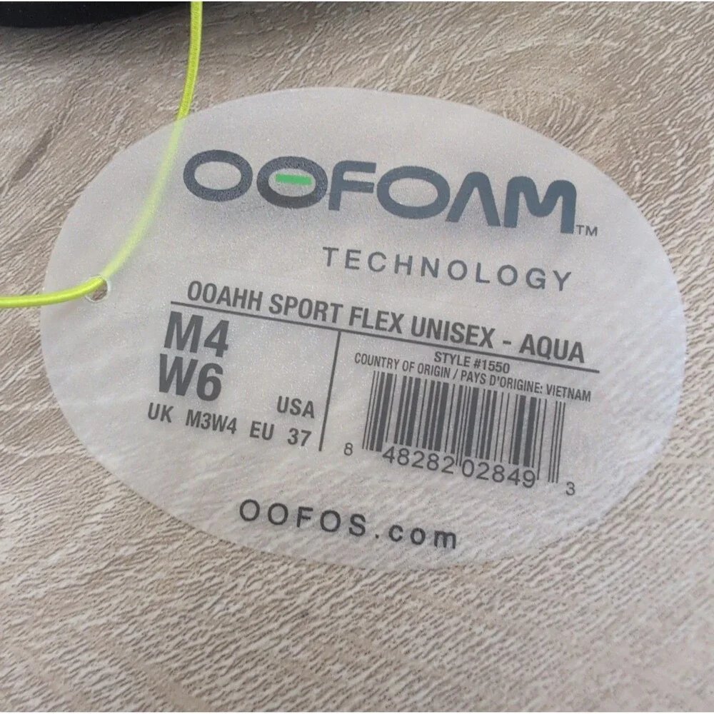 OOFOS OOAHH Sport Flex Recovery Slide Sandal Aqua Mens Size 4 / Women's 6  New